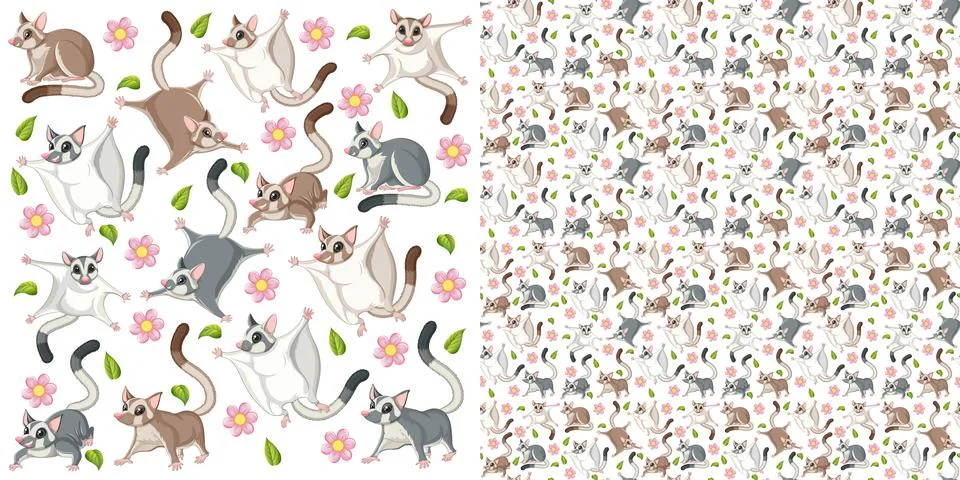Seamless pattern with cartoon wild animals Stock Illustration