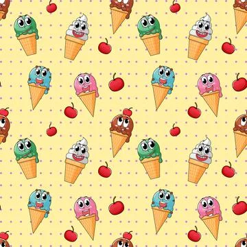 Seamless pattern cartoon on yellow bcakground Stock Illustration
