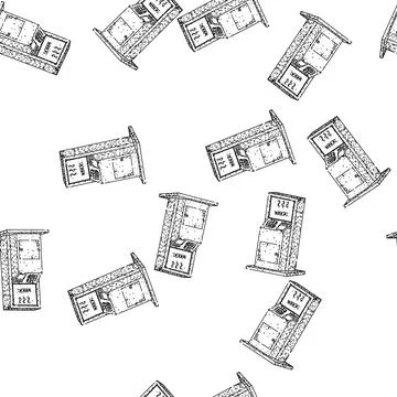 Seamless pattern cash atm machine sketch hand drawn Stock Illustration