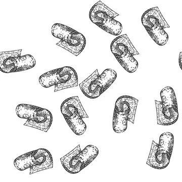 Seamless pattern cash dollar bill sketch hand drawn Stock Illustration