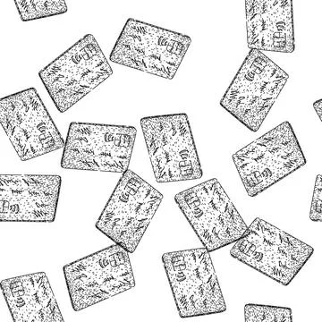 Seamless pattern cashback credit card sketch hand drawn Stock Illustration