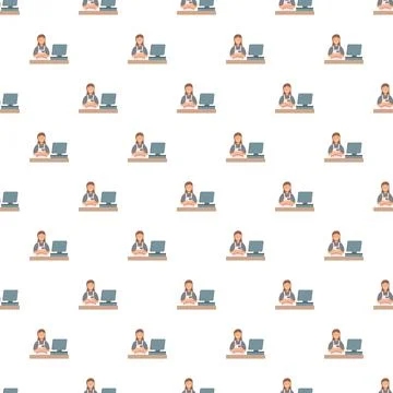 Seamless pattern of cashier at service counter in retail store Stock Illustration