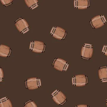 Seamless pattern cask barrel wine cartoon vector 스톡 일러스트