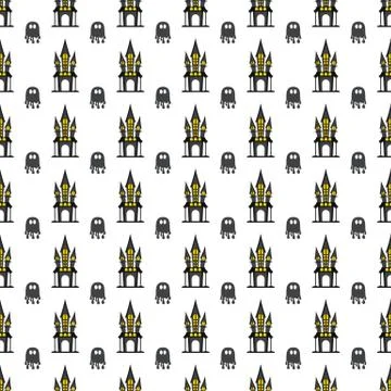 Seamless pattern. Castle, ghost. Illustrazione stock