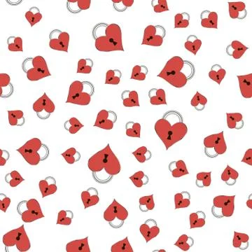 Seamless pattern with castle hearts on white background. Stock-Illustration