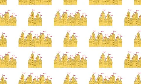 Seamless Pattern with Castle Stock Illustration