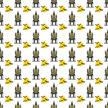 Seamless pattern. Castle, moon, bat Illustrazione stock