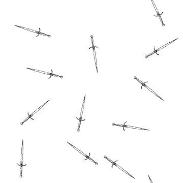 Seamless pattern castle sword medieval sketch hand drawn Stock Illustration