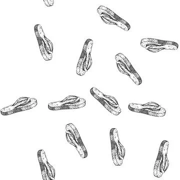 Seamless pattern casual flip flops sketch hand drawn Stock Illustration