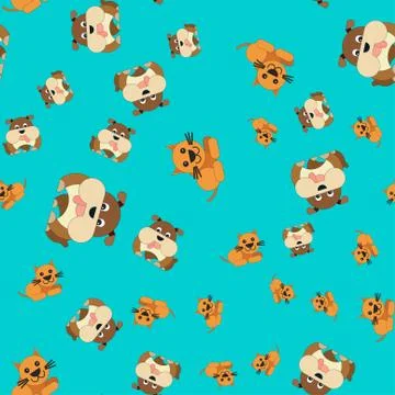 Seamless pattern of cat and dog Stock Illustration
