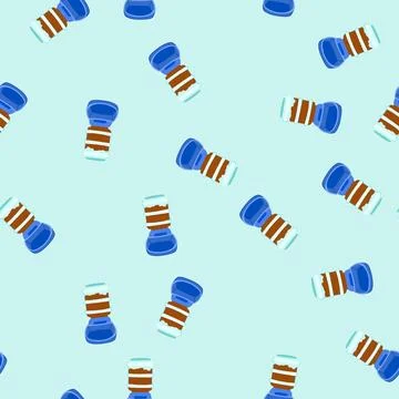 Seamless pattern cat automatic pet feeder cartoon vector Illustrazione stock
