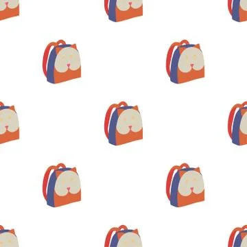 Seamless pattern with cat backpack 스톡 일러스트