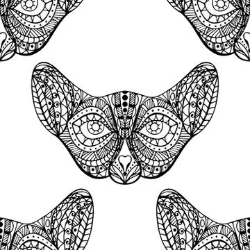 Seamless pattern with cat faces. Illustrazione stock