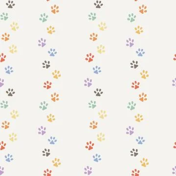 Seamless pattern of cat footprint. Stylish vector print. Stock Illustration
