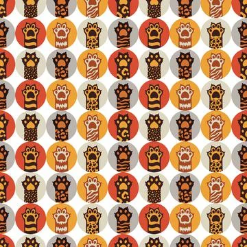 Seamless pattern cat happy background.Cute animal kitten. Stock Illustration