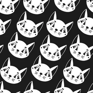 Seamless pattern cat happy background.Cute animal kitten. Stock Illustration