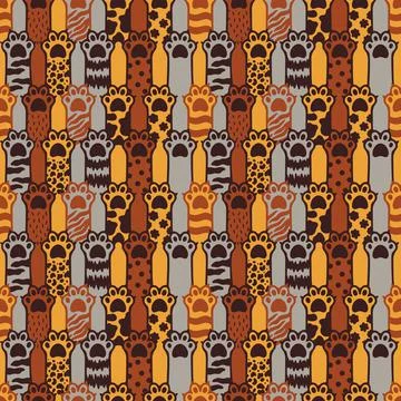 Seamless pattern cat happy background.Cute animal kitten. Stock Illustration
