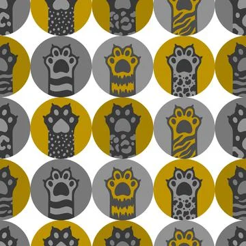 Seamless pattern cat happy background.Cute animal kitten. Stock Illustration