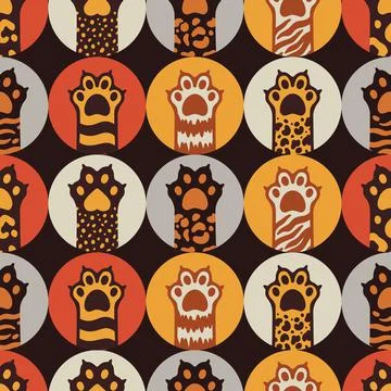 Seamless pattern cat happy background.Cute animal kitten. Stock Illustration