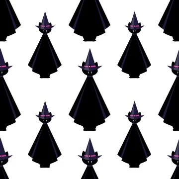 Seamless pattern with cat. happy halloween. vector. Stock Illustration