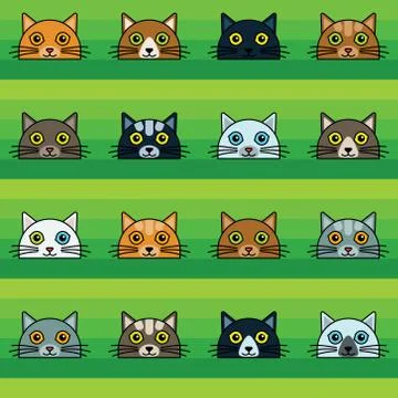 Seamless pattern with cat heads Stock Illustration