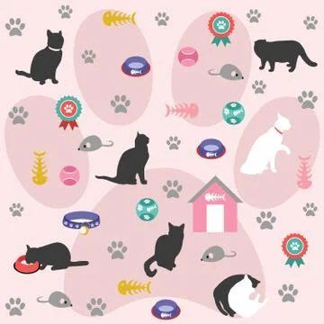 Seamless pattern, cat icons Stock Illustration