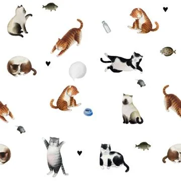 Seamless pattern with cat Stock Illustration