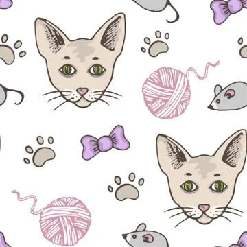 Seamless pattern with cat Stock Illustration