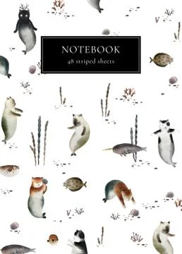 Seamless pattern with cat mermaid Stock Illustration