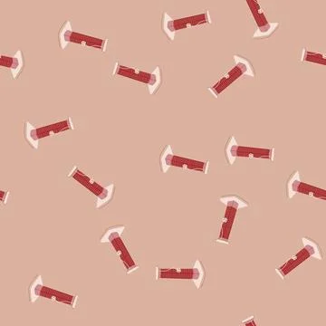 Seamless pattern cat scratching post with toy, pet accessory Stock Illustration