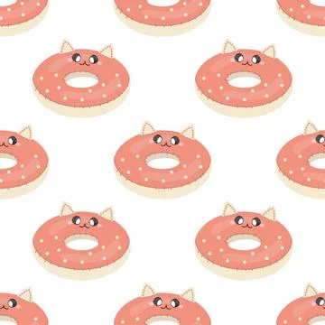 Seamless pattern, cat-shaped baby inflatable swim lap , wrapping paper, fabri Illustrazione stock