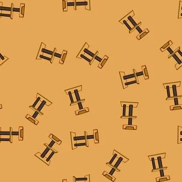 Seamless pattern Cat tree scratching post with bed for pet playing Stock Illustration