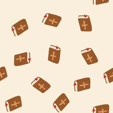 Seamless pattern catholic bible cartoon vector Stock Illustration