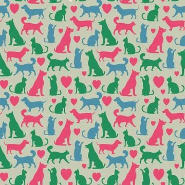 Seamless pattern with cats and dogs Stock Illustration