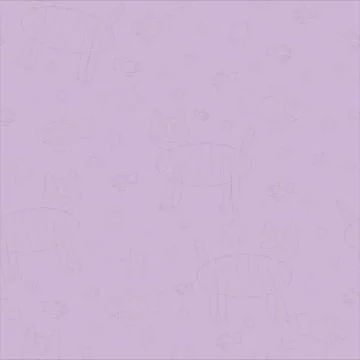 Seamless pattern with cats and fish in purple and gray shades, vector Stock Illustration