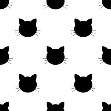 Seamless pattern with cats and hearts.  Cartoon cats background. Good for  wa Stock Illustration
