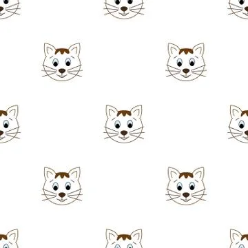 Seamless pattern with cats and hearts.  Cartoon cats background. Good for  wa Stock Illustration