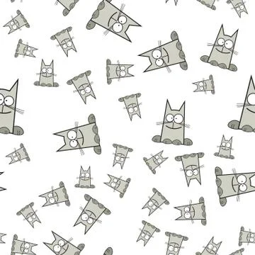 Seamless pattern of cats in cartoon style Stock Illustration