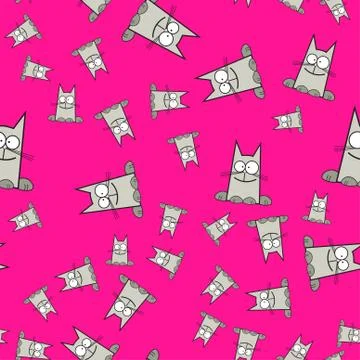 Seamless pattern of cats in cartoon style Stock Illustration