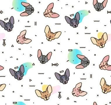 Seamless pattern with cats for the fabric. Stock Illustration