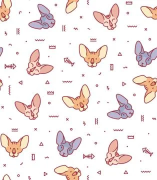 Seamless pattern with cats for fabric. Stock Illustration