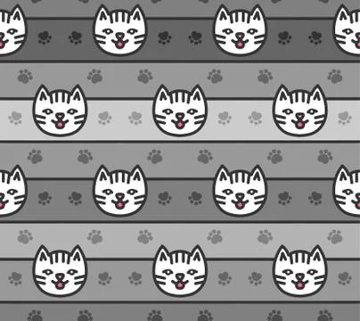 Seamless pattern of cats heads Stock Illustration