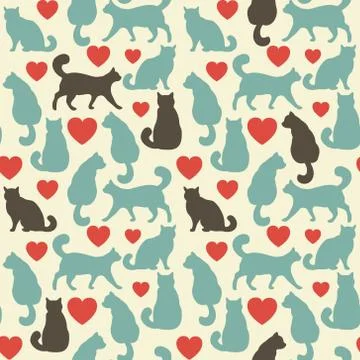 Seamless pattern with cats Stock Illustration