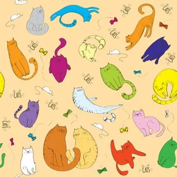 Seamless pattern with cats Stock Illustration