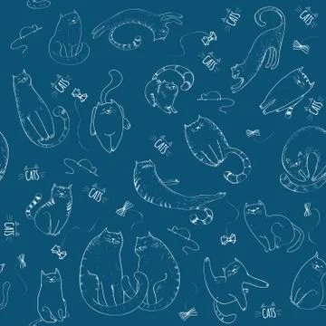 Seamless pattern with cats Stock Illustration