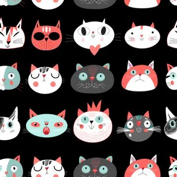 Seamless pattern of cats Stock Illustration