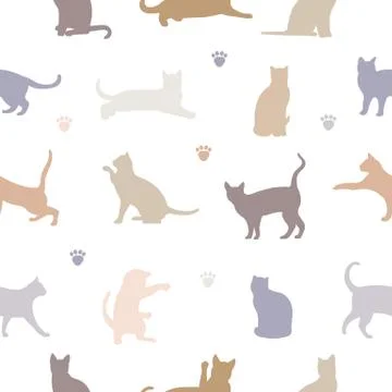 Seamless Pattern With Cats Stock Illustration