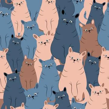 Seamless pattern with cats. Stock Illustration