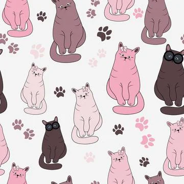 Seamless pattern with cats. Stock Illustration