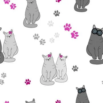 Seamless pattern with cats. Stock Illustration